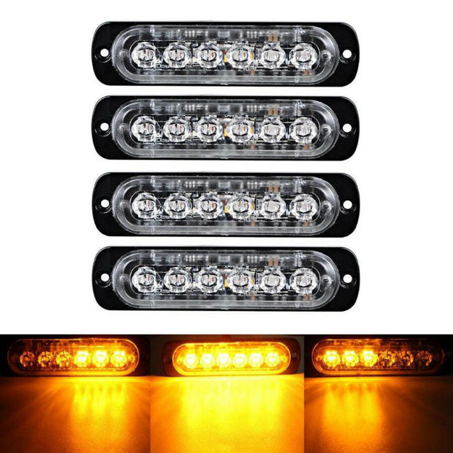 10x Amber Strobe Light 6 LED Grill Mount Flashing Beacon Suitable For Recovery Breakdown Use.