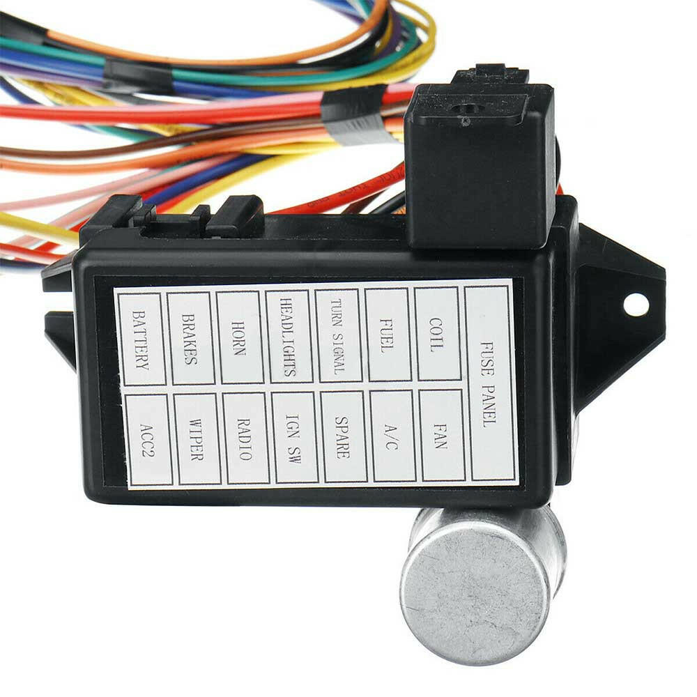 14 Circuit Wiring Harness Street Hot Rat Rod Custom Universal Wire Kit.