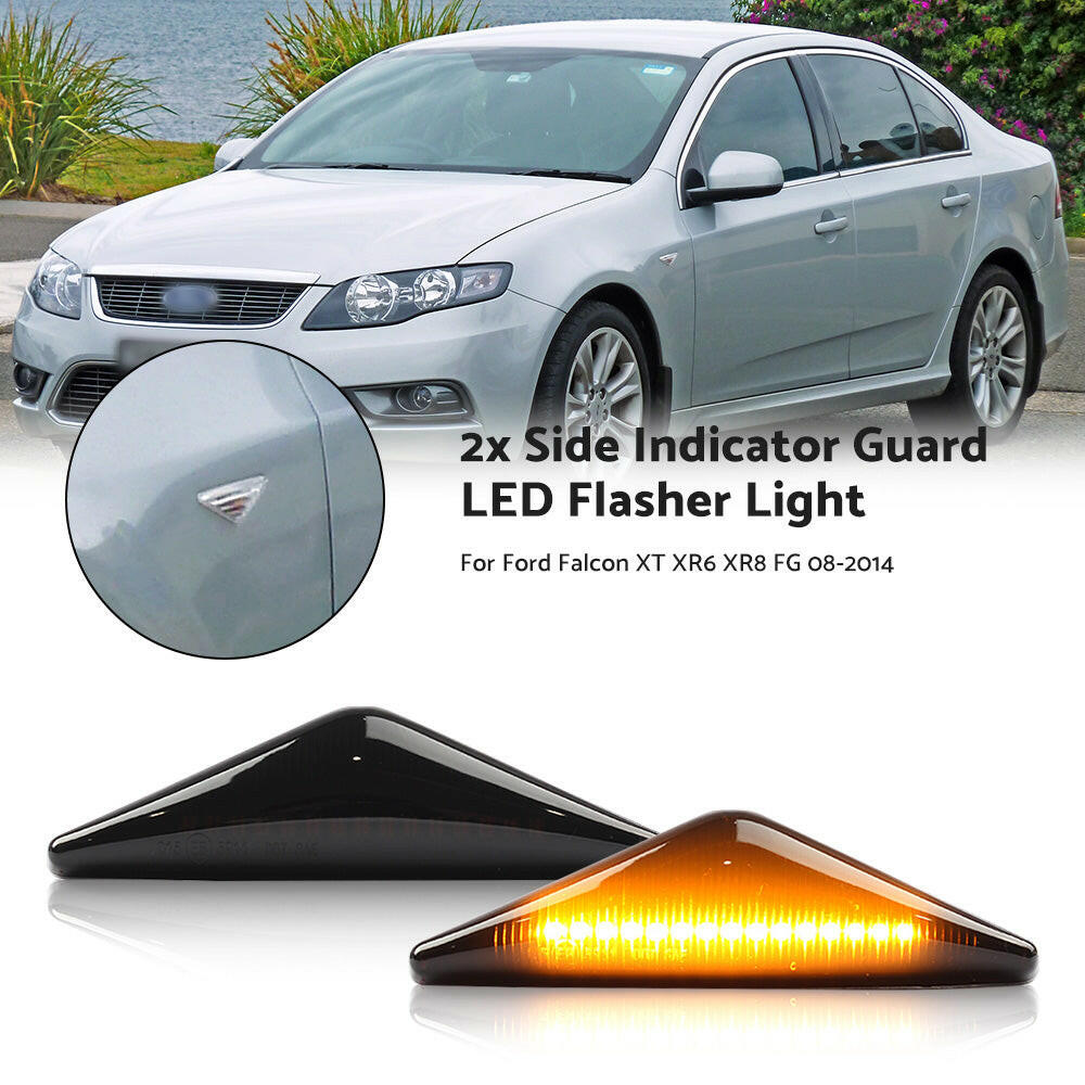 2x Side Indicator Guard LED Flasher Light Suitable For Ford Falcon XT XR6 XR8 FG 2008-2014.