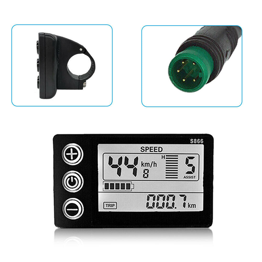 LCD Display Electric-Bike S866 24V/36V/48V Waterproof Plug For Ebike Scooter.