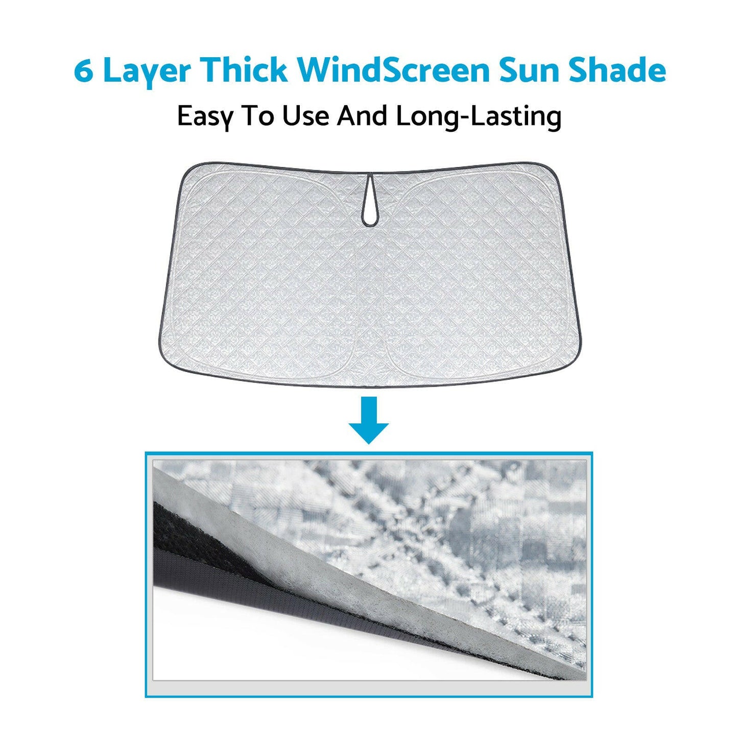WindScreen Sun Shade Suitable For Ford Everest UA UB 2020-2024 6 Layer Thick.
