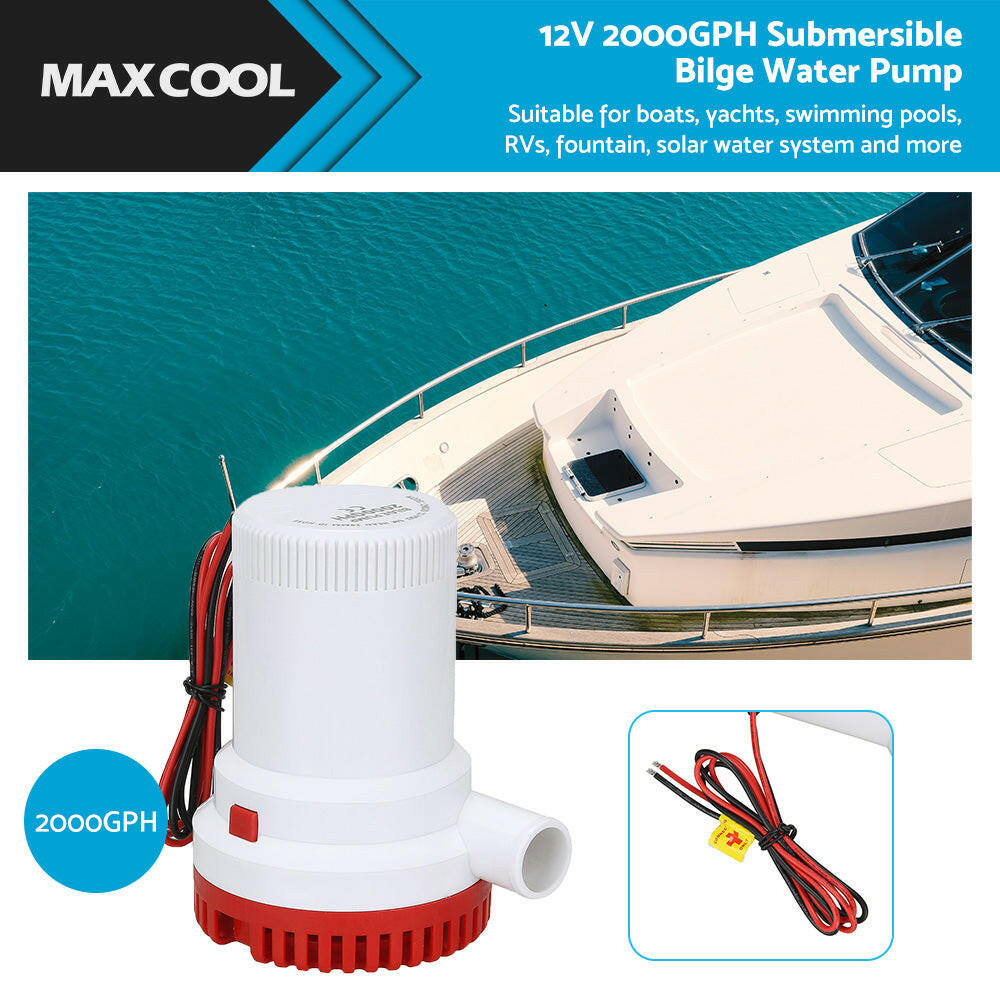 2000 GPH 12v Boat Marine Plumbing Bilge Water Pump Submersible Electric Pump.