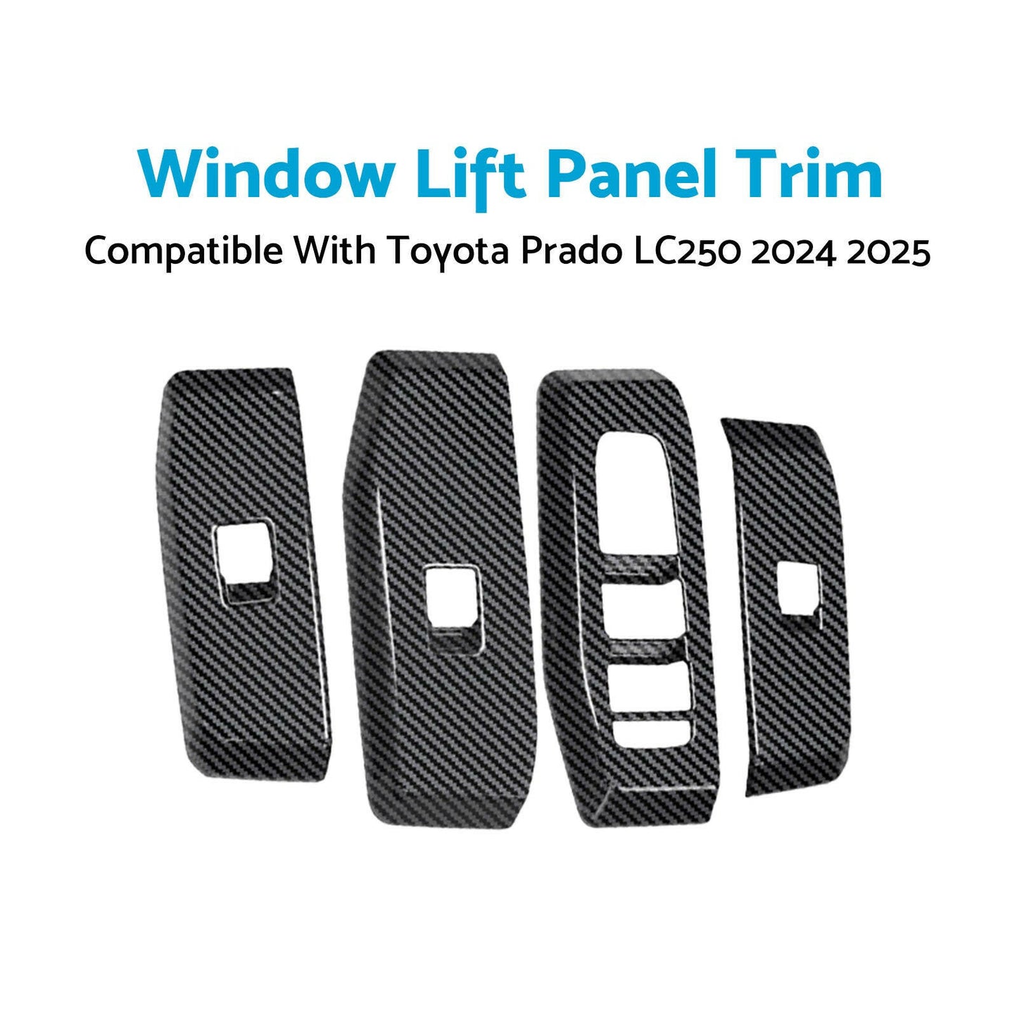 4Pcs Window Lift Panel Trim ABS Carbon Fiber Suitable For Prado LC250 2024-2025.