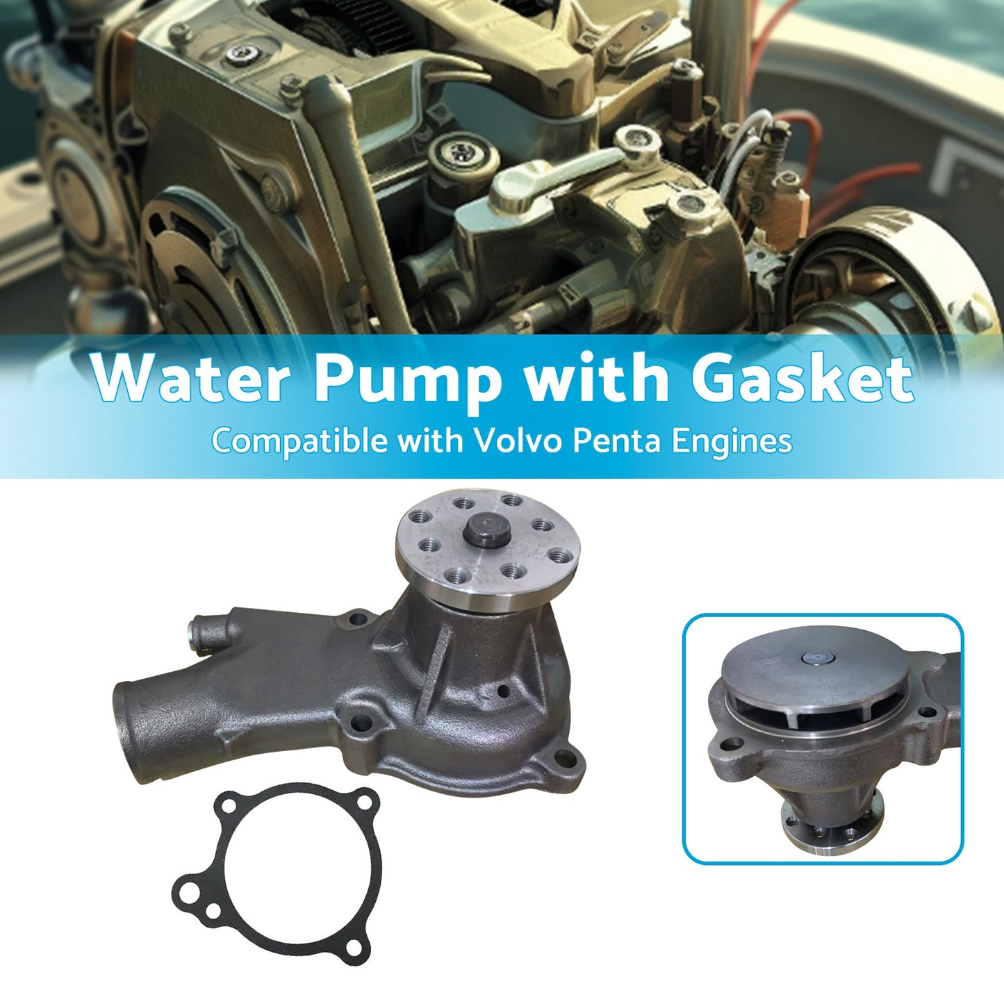 65142A1 Water Pump With Gasket Suitable For Mercruiser Marine 884727 814755 2. 5.