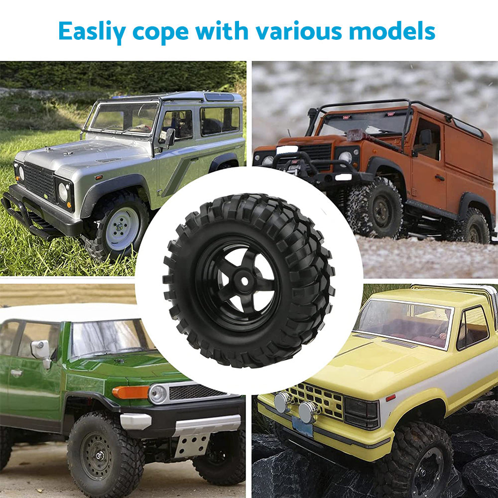 Wheels Rims Rubber Tires 12mm Hex Suitable For 1 or 10 Off-Road RC Rock Buggy Truck.