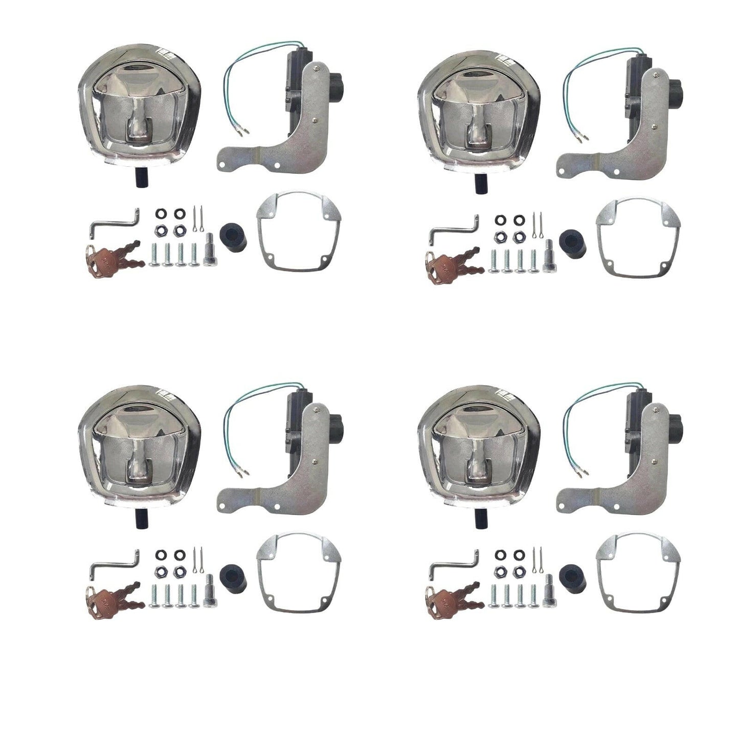 4x Chrome Power Operated Recessed Folding Whale Tail T-Lock Handle Suitable For Toolbox.
