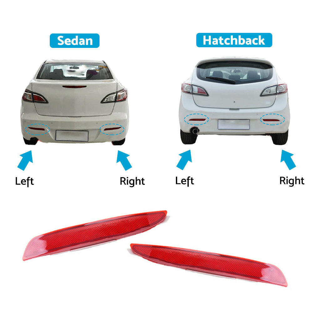 2x Rear Bumper Bar Reflector Light Left & Right Suitable For Mazda 3 BL 2009-2013.