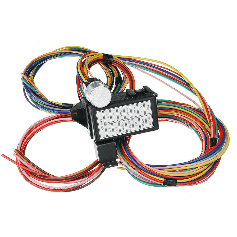 14 Circuit Wiring Harness Street Hot Rat Rod Custom Universal Wire Kit.