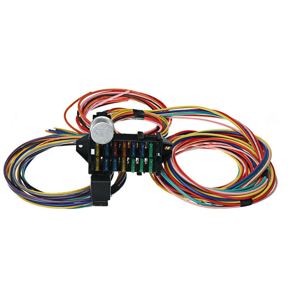 14 Circuit Wiring Harness Street Hot Rat Rod Custom Universal Wire Kit.