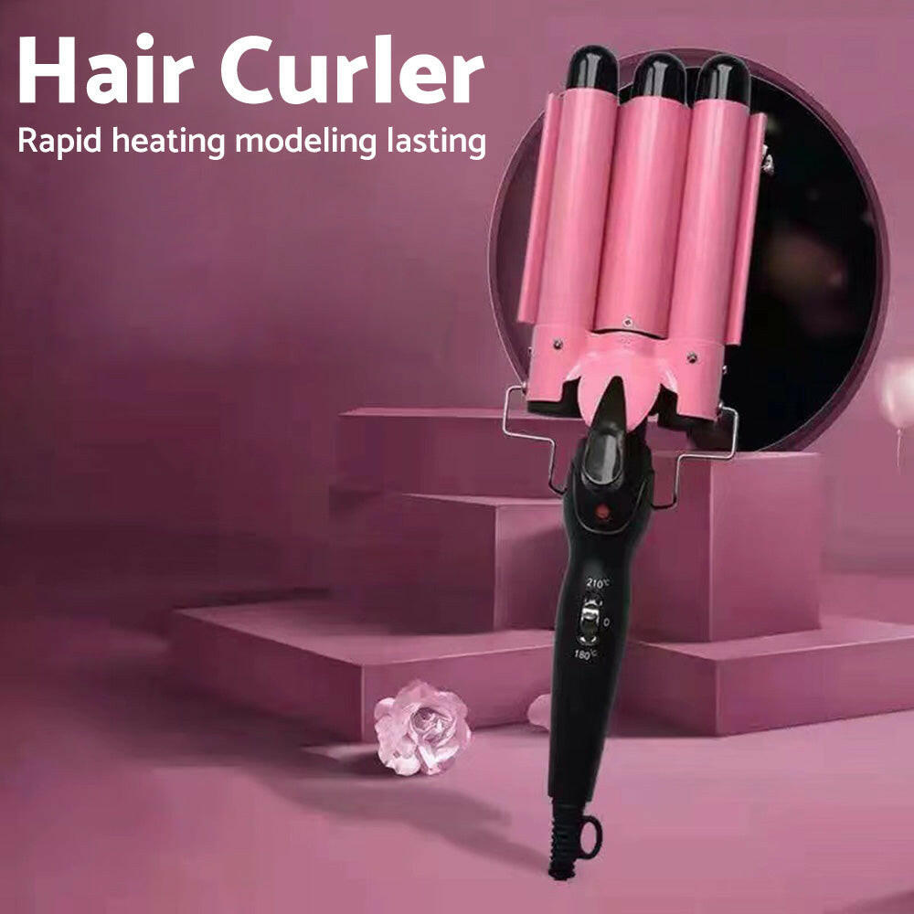 25mm Ceramic Triple Barrel Hair Curler Curling Iron Wave Wand Salon Styler.