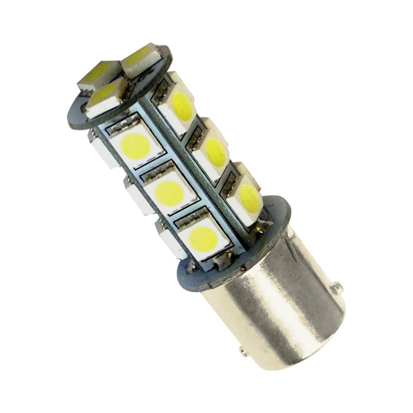 2x 12V BA15D LED 18 SMD Cool White Light Globes Suitable For Caravan Car.