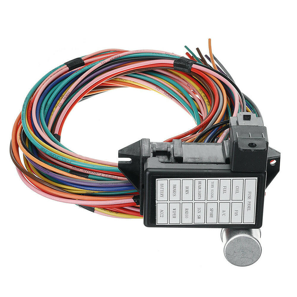 14 Circuit Wiring Harness Street Hot Rat Rod Custom Universal Wire Kit.
