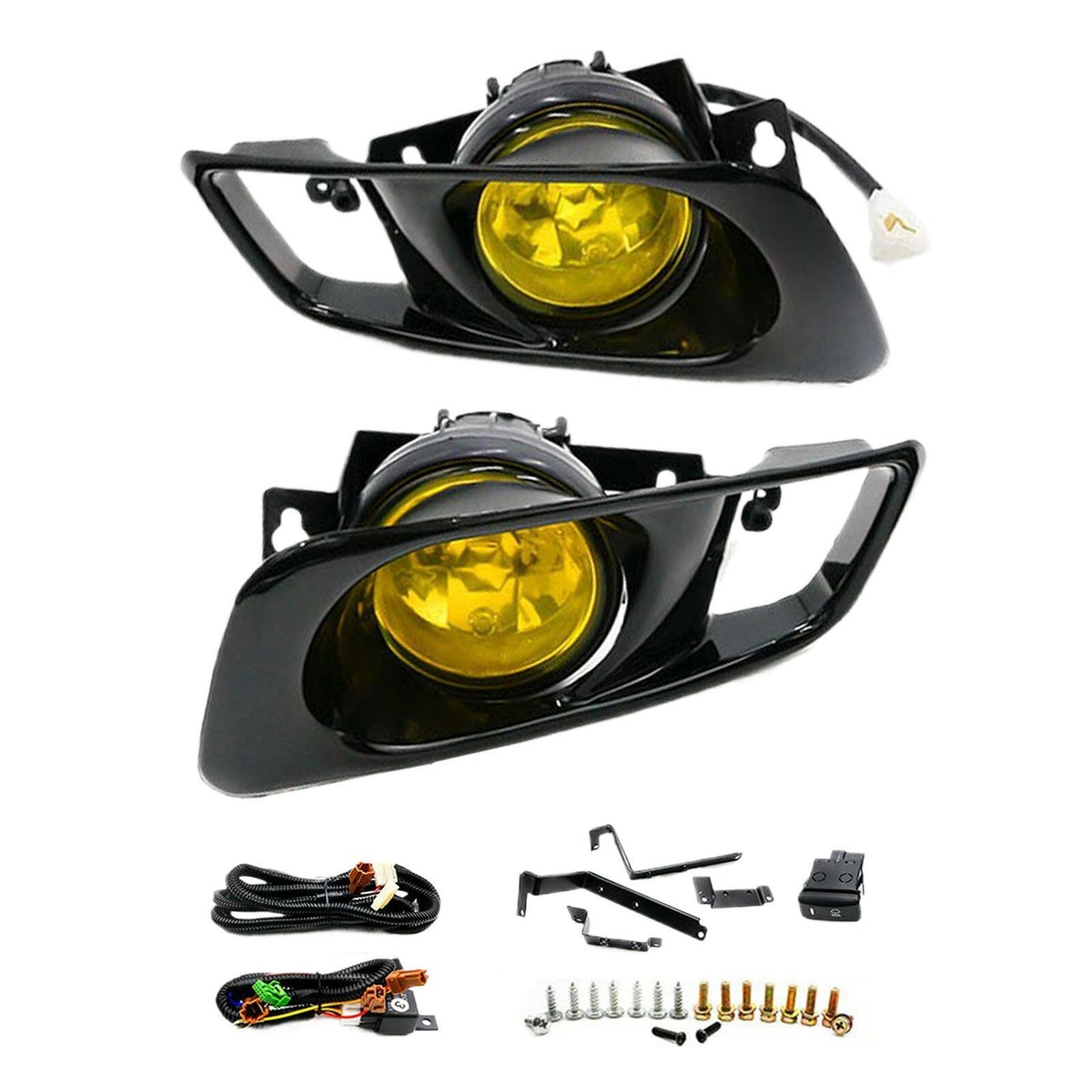 Yellow Fog Lights Lamp Kit Suitable For Honda Civic EK EM 2 3 4 Dr JDM 1999-2000.