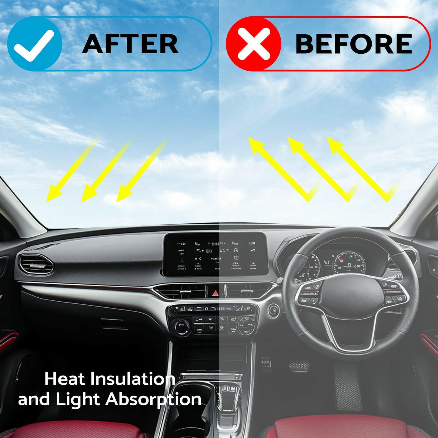 Non-Slip Dash Mat Dashboard Cover Black Suitable For Subaru Crosstrek 2023-2024.