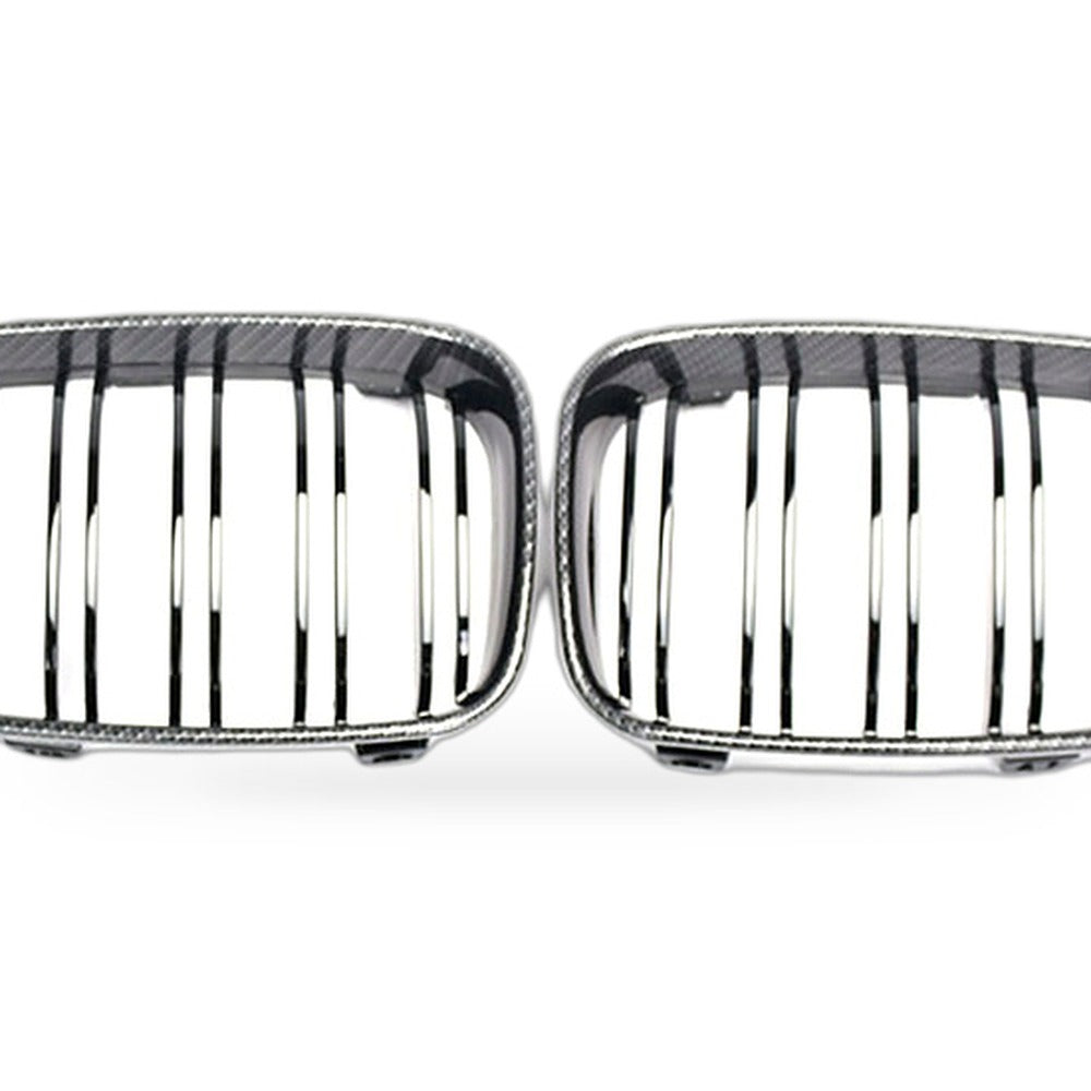1 Series BMW E81 E87 08-11 Carbon Fiber Dual Line Front Grille Mesh - XQ1