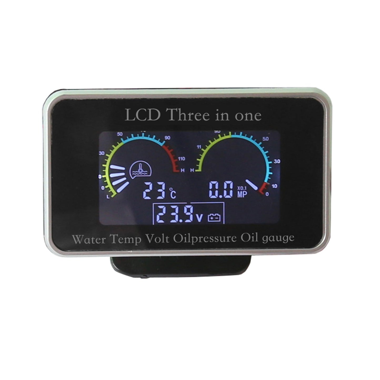 3-in-1 LCD Digital Gauge Suitable For Oil Pressure, Voltage & Water Temperature 12V / 24V Car & Truck.