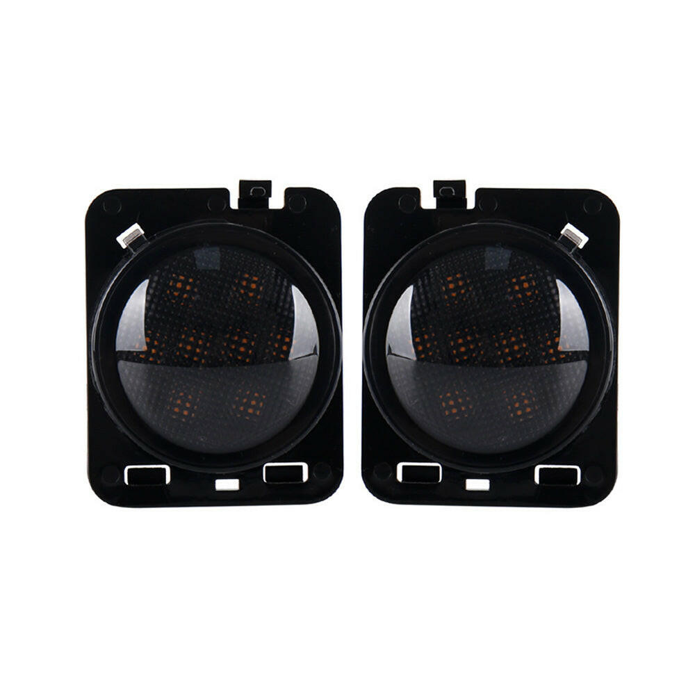 2x Front LED Side Marker Light Smoke Suitable For Jeep Wrangler JK 2007-2018.
