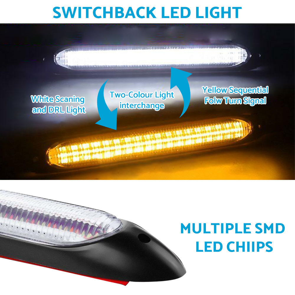 2x 15cm DRL LED Strip Lights Daytime Running Sequential Turn Signal Lamp.