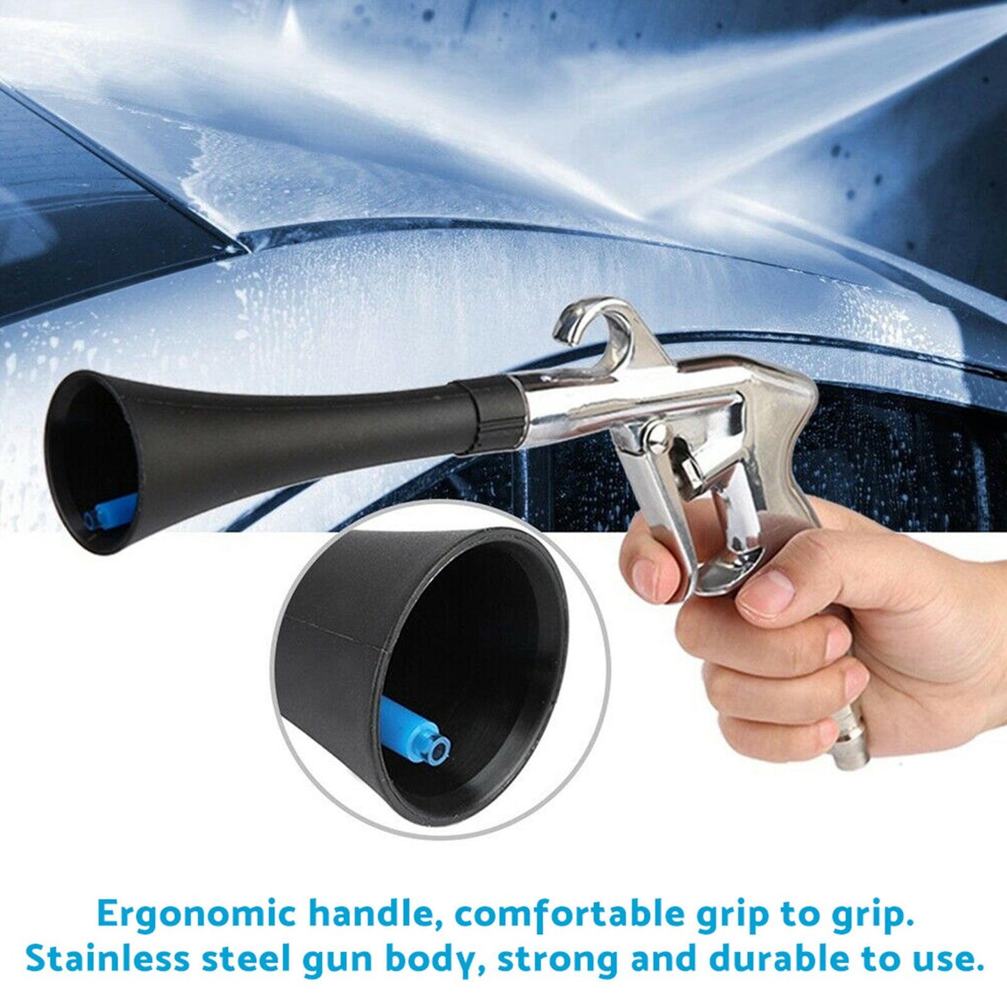 Car Cleaning Gun Aluminum Alloy Ergonomic Handle Rust-Proof Durable 0.8 MPa.