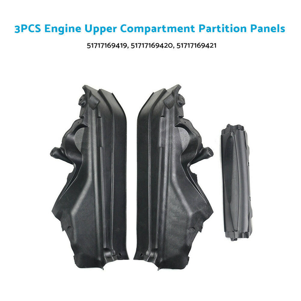 3x Engine Upper Compartment Partition Panels Suitable For BMW X5 E70 LCI / X6 E71 / E72 HYB.