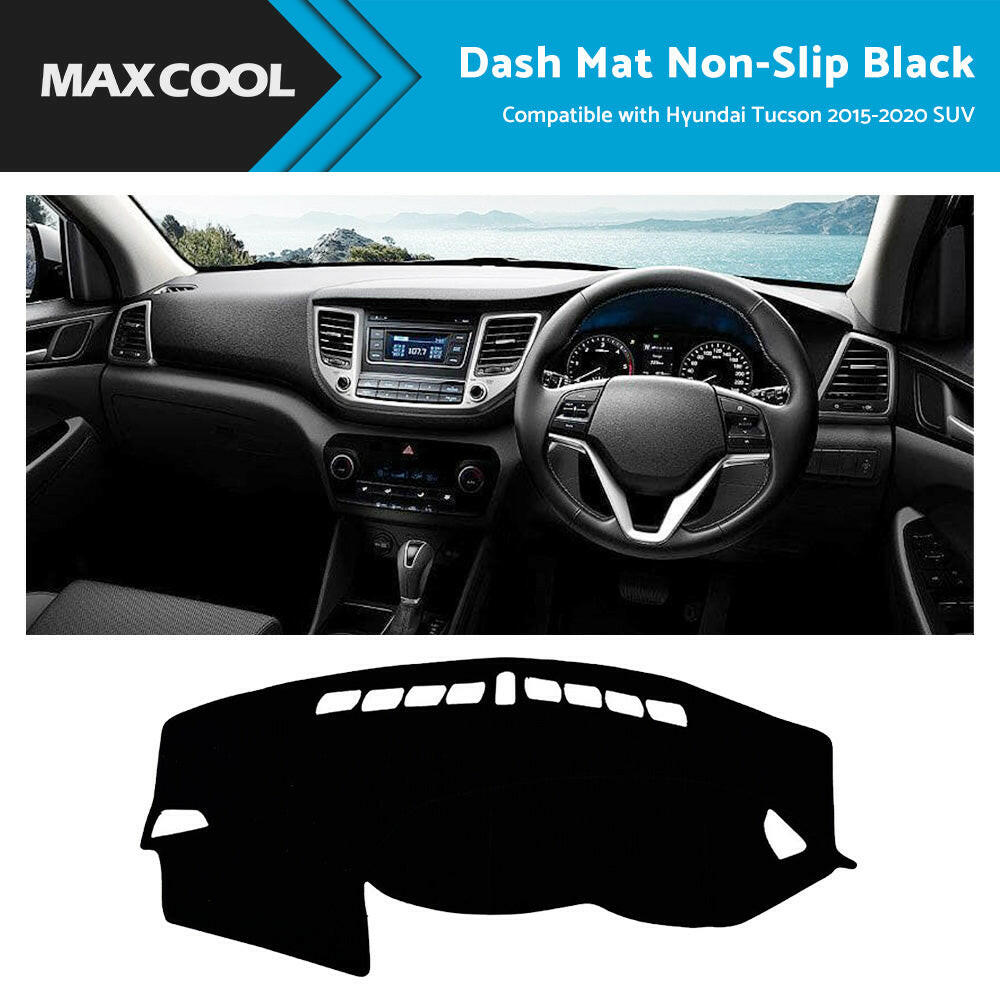 Dashboard Cover Dash Mat Non-Slip Black Suitable For Hyundai Tucson 2015–2020 SUV.