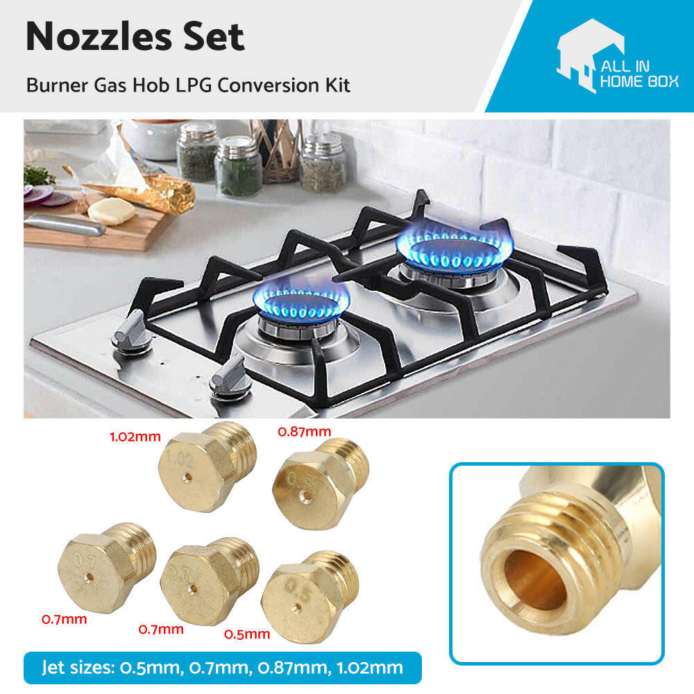 LPG Gas Jet Set Burner Gas Hob LPG Conversion Kit Jets Nozzles Propane Injectors.