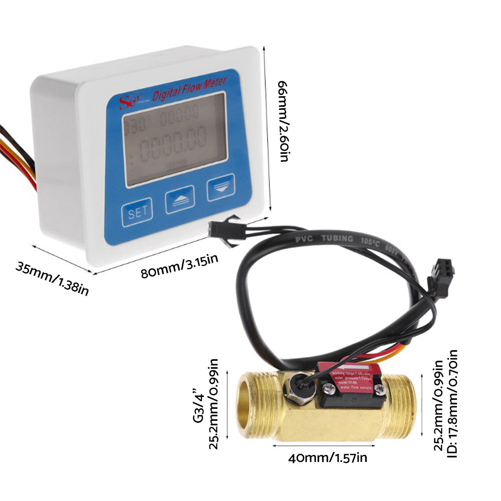 Digital LED Turbine Gauge Kerosene Fuel Water Flow Meter Sensor Meter 3 or 4 inch.