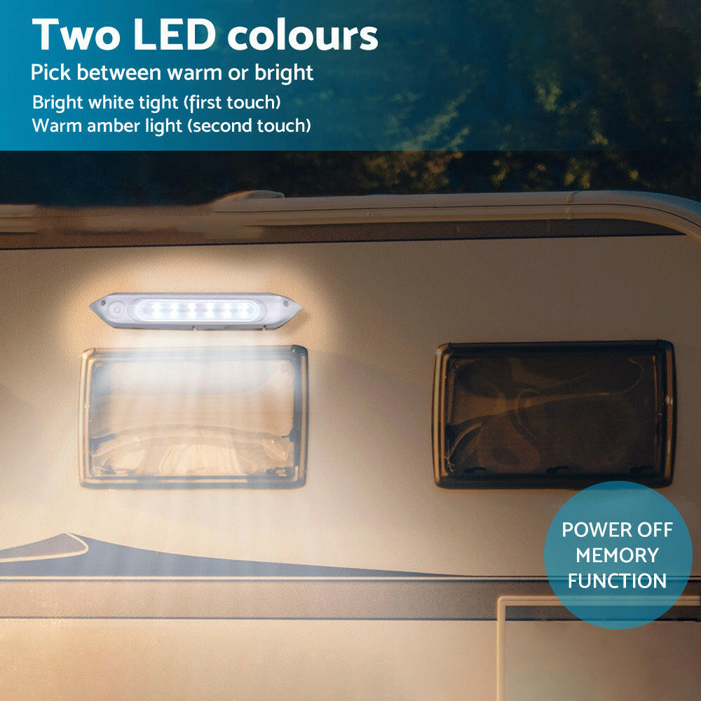 287mm Black Dual LED Bug Light 12V Awning Light with On/Off Switch Amber & White Lights.