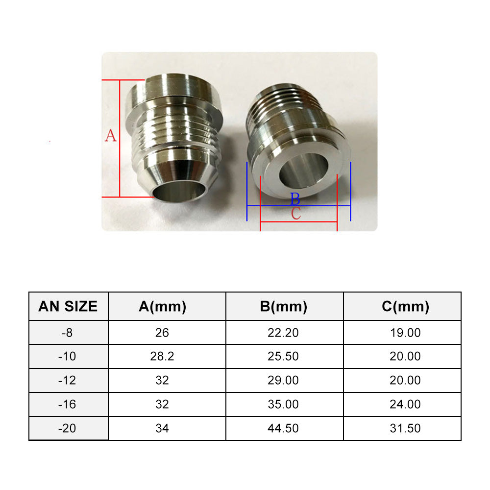 2x AN10 Male Aluminium Weld-On JIC Bungs Suitable For -10AN Fitting JXSS032-10-A