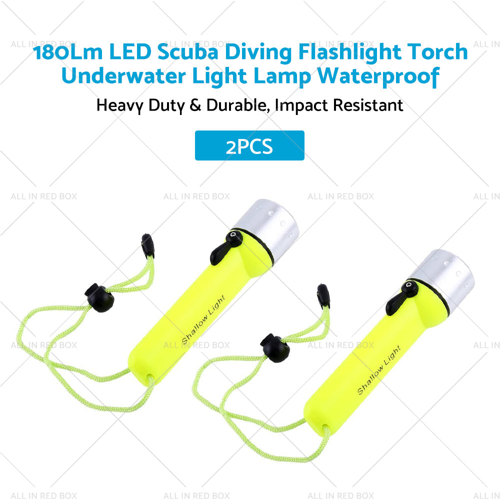 2x Waterproof Bright LED Scuba Diving Underwater Flashlight Torch Light Lamp Suitable For Diving & Outdoor Use