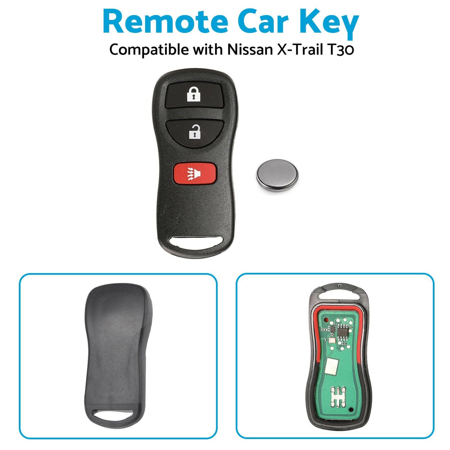 Remote Flip Car Key Suitable for Nissan X-Trail T30 2002-2007 433MHz Replacement.