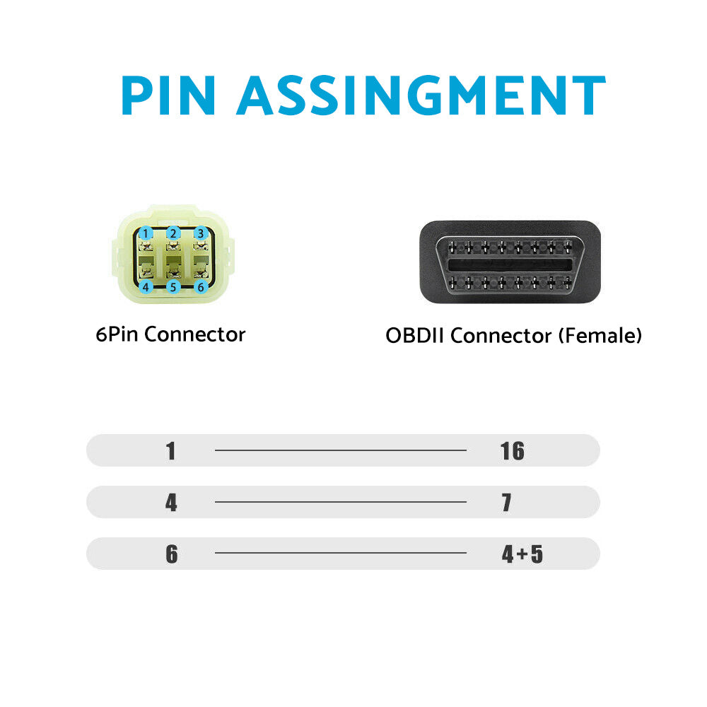 6-Pin OBD Connector Diagnostic Adapter Cable Suitable for Kawasaki Z900