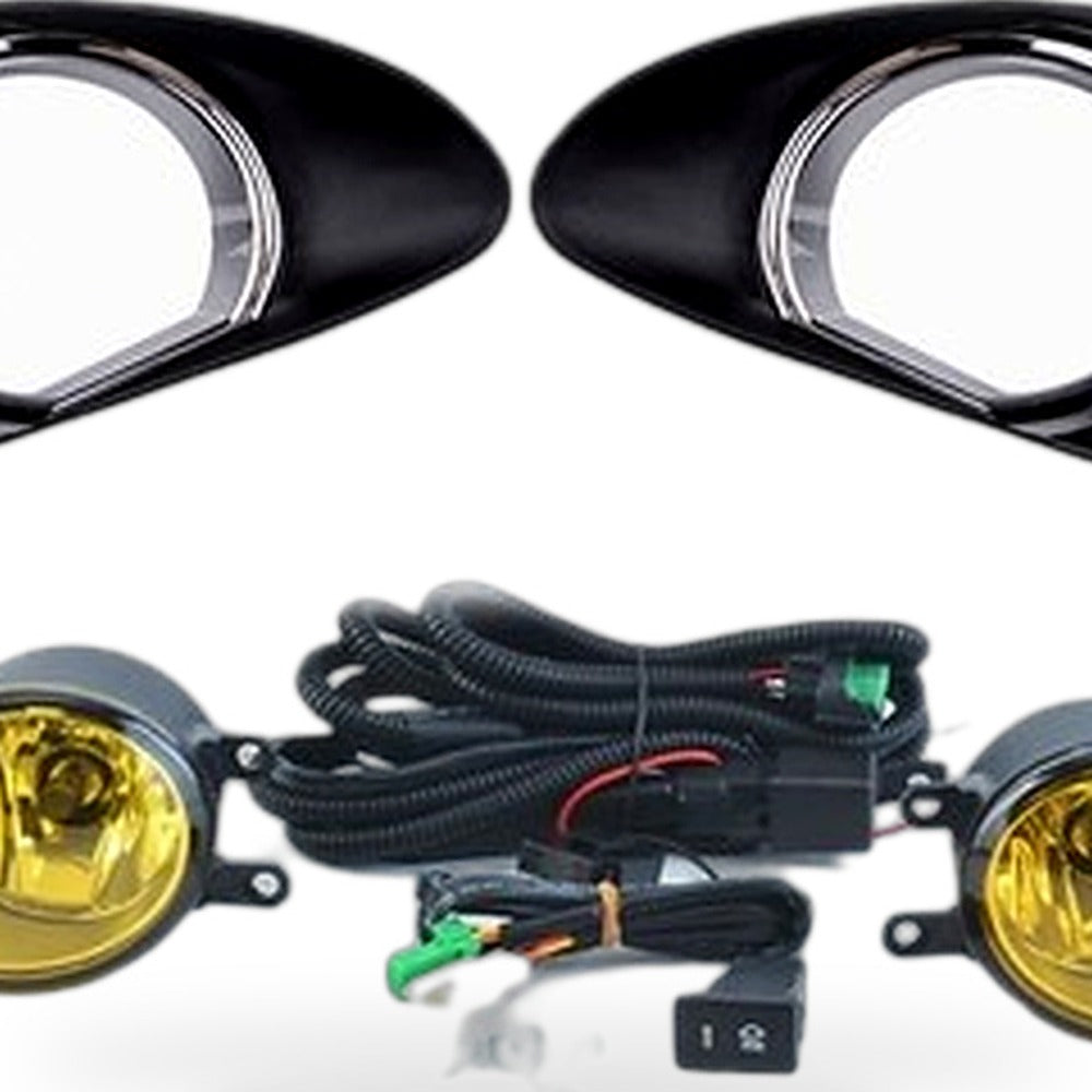 Fog Light Cover with LED DRL Suitable for Toyota Yaris Vios 2013-2014 Chrome - XQ1