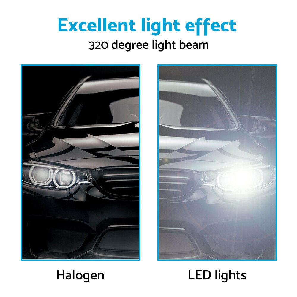 2x H3 80W 6000LM LED Headlight Bulbs White 6500K Suitable For Car Use.