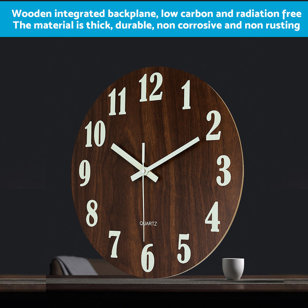 12'' Luminous Wall Clock Glow In The Dark Silent Quartz Indoor Home Modern Clock.