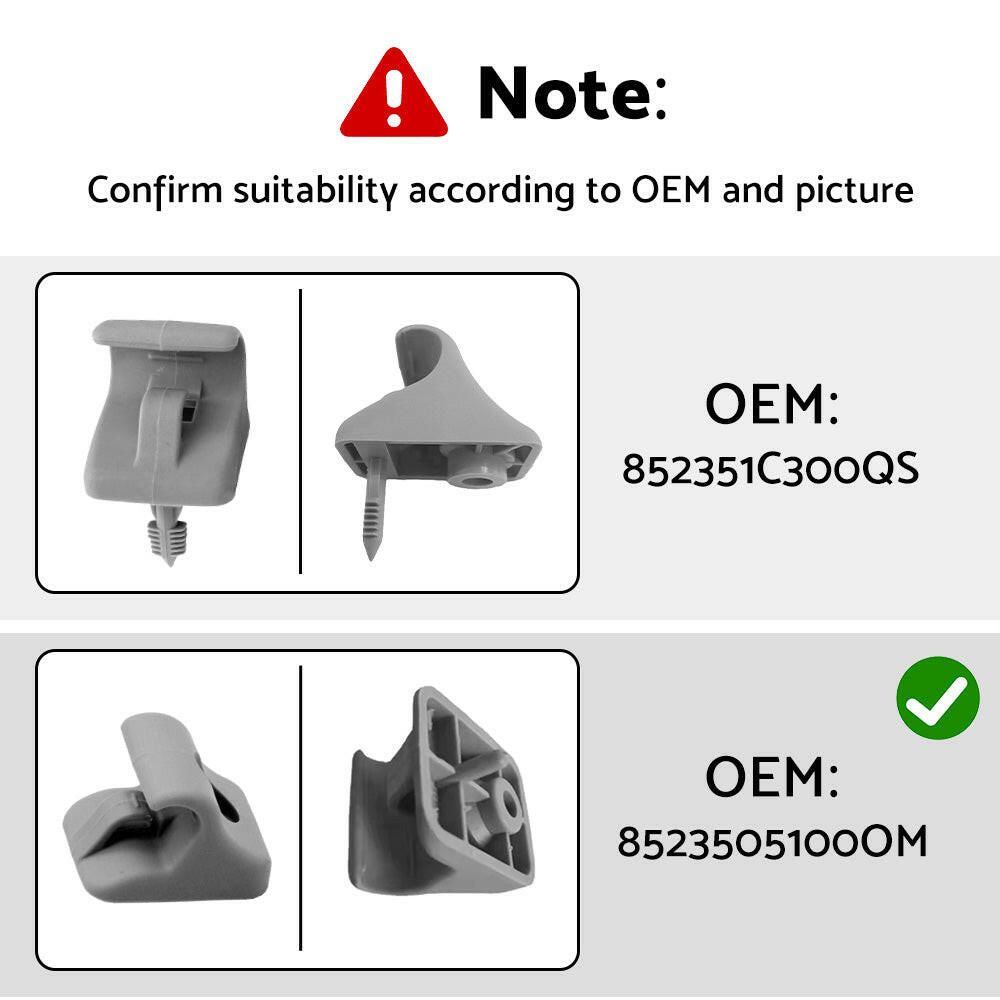 1x Grey Sun Visor Clip Left Hand / Right Hand Side Suitable For Hyundai i20 Getz 2008-2015.