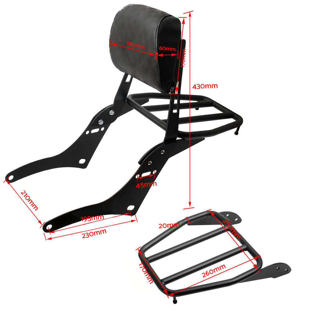 Rear Backrest Sissy BarLuggage Rack Pad Suitable for Honda Rebel CMX500 CMX300.