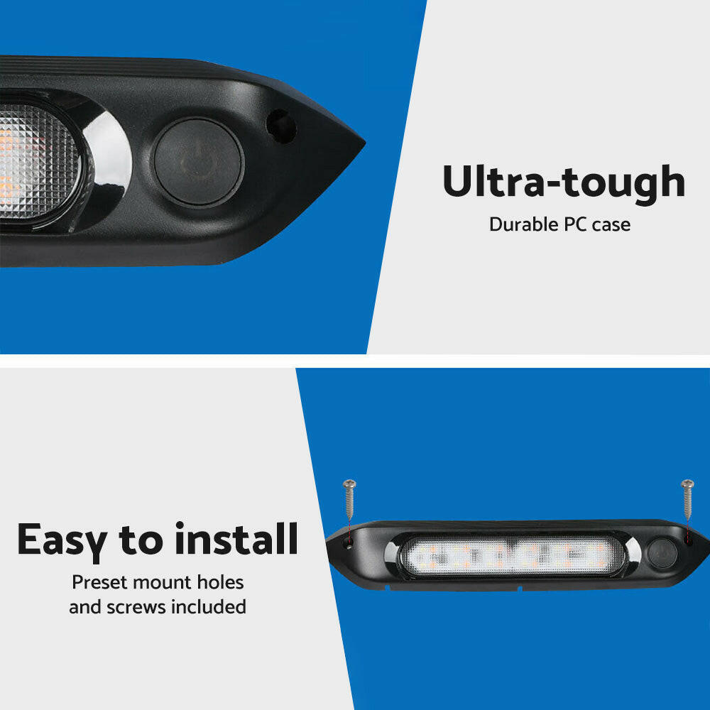 287mm Black Dual LED Bug Light 12V Awning Light with On/Off Switch Amber & White Lights.