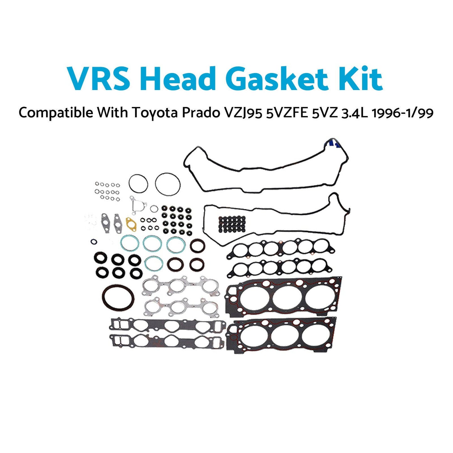 VRS Head Gasket Kit & Bolt Set Suitable For Toyota Prado VZJ90 5VZ-FE 3.4L 1996-1999.