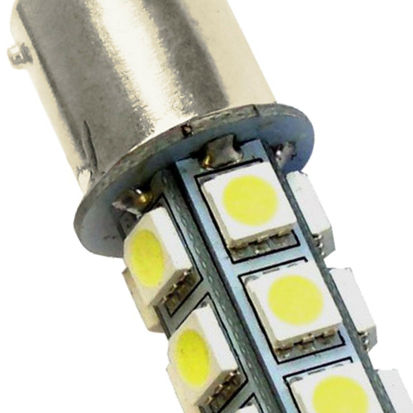 2x 12V BA15D LED 18 SMD Cool White Light Globes Suitable For Caravan Car.