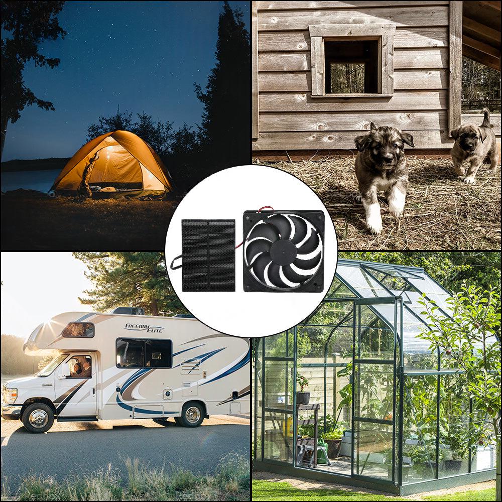 3W Solar Panel Powered Fan Mini Ventilator For Greenhouse Pet or Dog Chicken House.