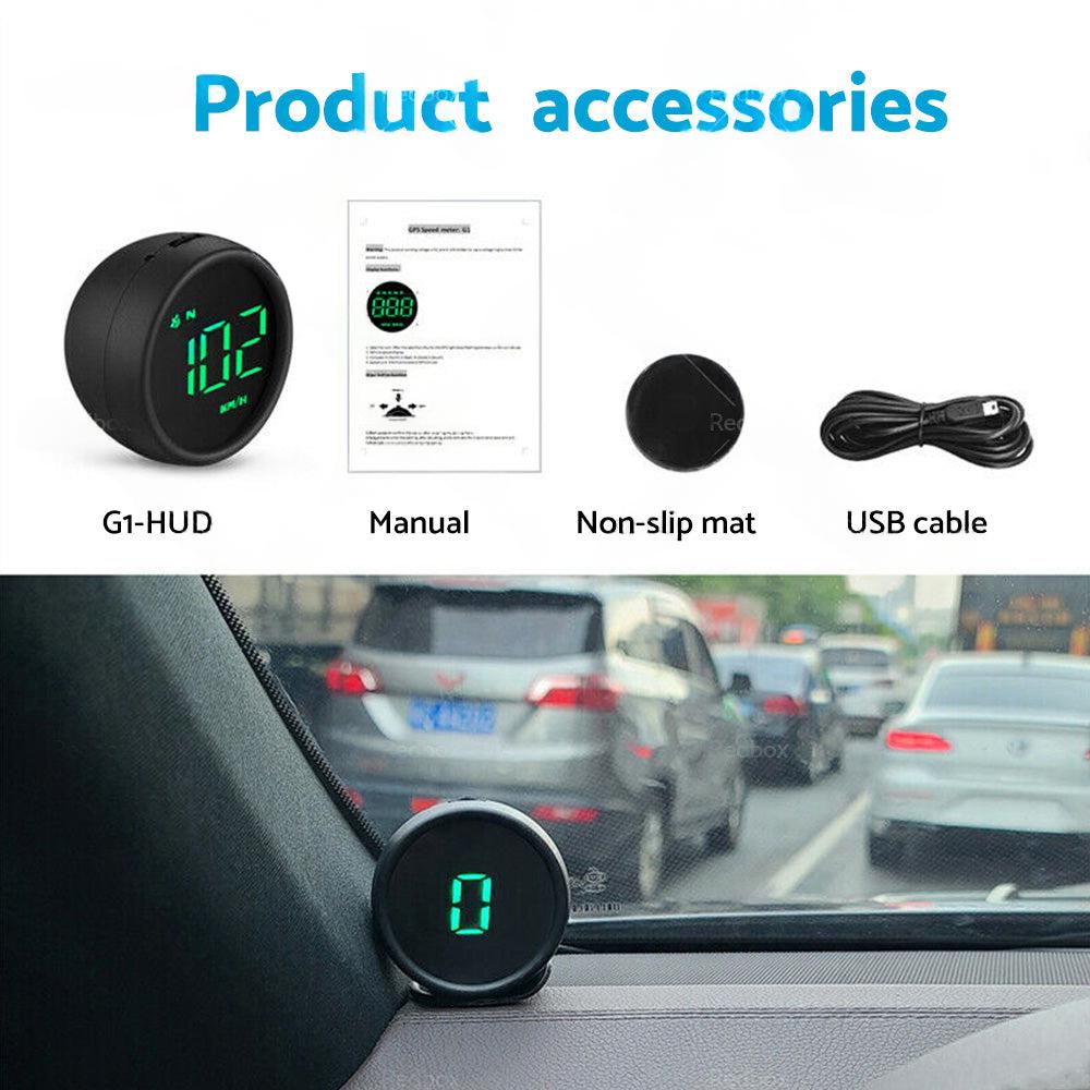 Car Digital Speedometer Head Up Display GPS MPH or KM Overspeed Tired Warning Alarm.