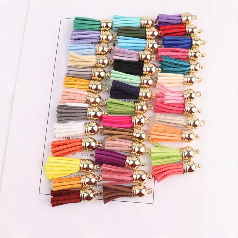 250PCS Keychain Ring Tassels Bulk Colored Leather Tassel Pendants Jewelry DIY.