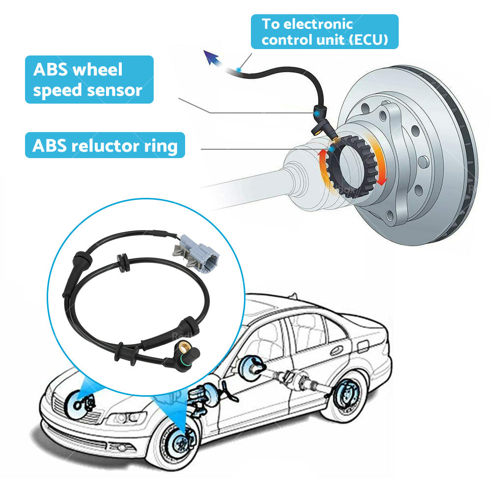4x ABS Wheel Speed Sensor Suitable for Nissan Navara D40 2.5L