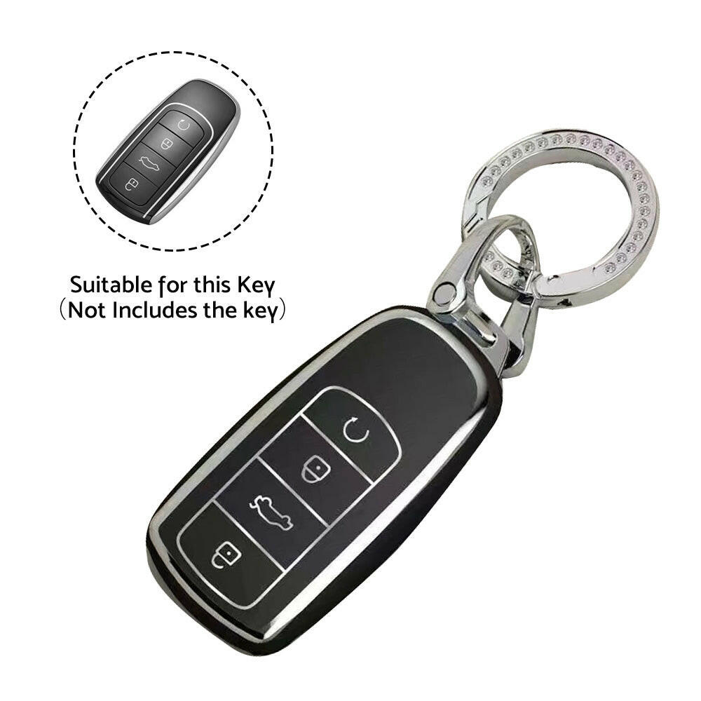 Remote Key Fob Case Cover Black & Silver TPU Suitable For Chery Omoda 5 2022-2025.