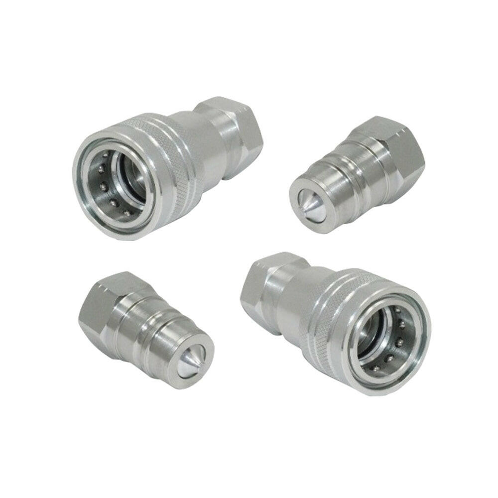 2 Pairs 1/2in BSP Male & Female Hydraulic Poppet Quick Release Couplings Set Suitable For Tractor.
