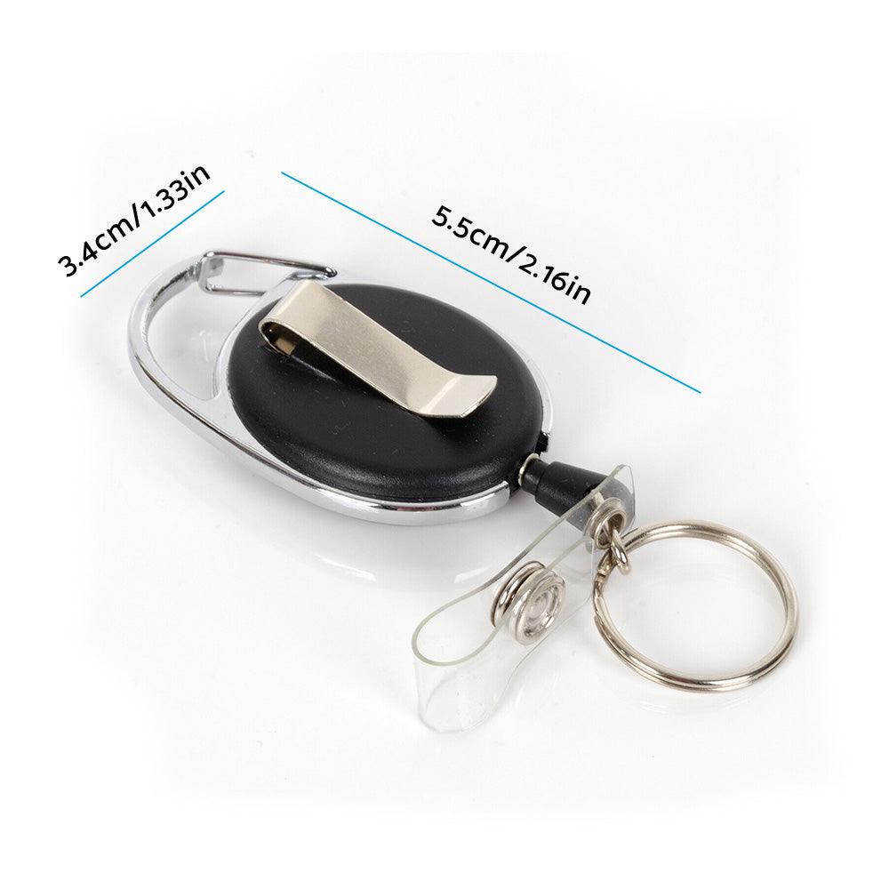 10X Key Rings Retractable Chain ID Pull Holder Reel Belt Clip Extend Recoil Oval.