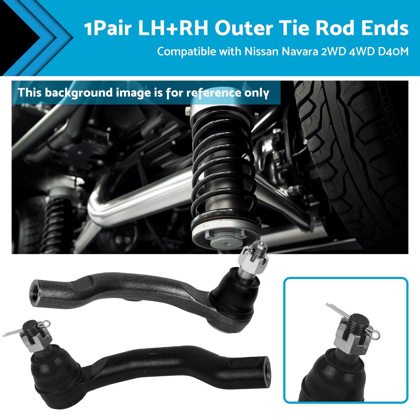2x LHRH Outer Tie Rod Ends Suitable for Nissan Navara 2WD 4WD D40M Chassis VSK.