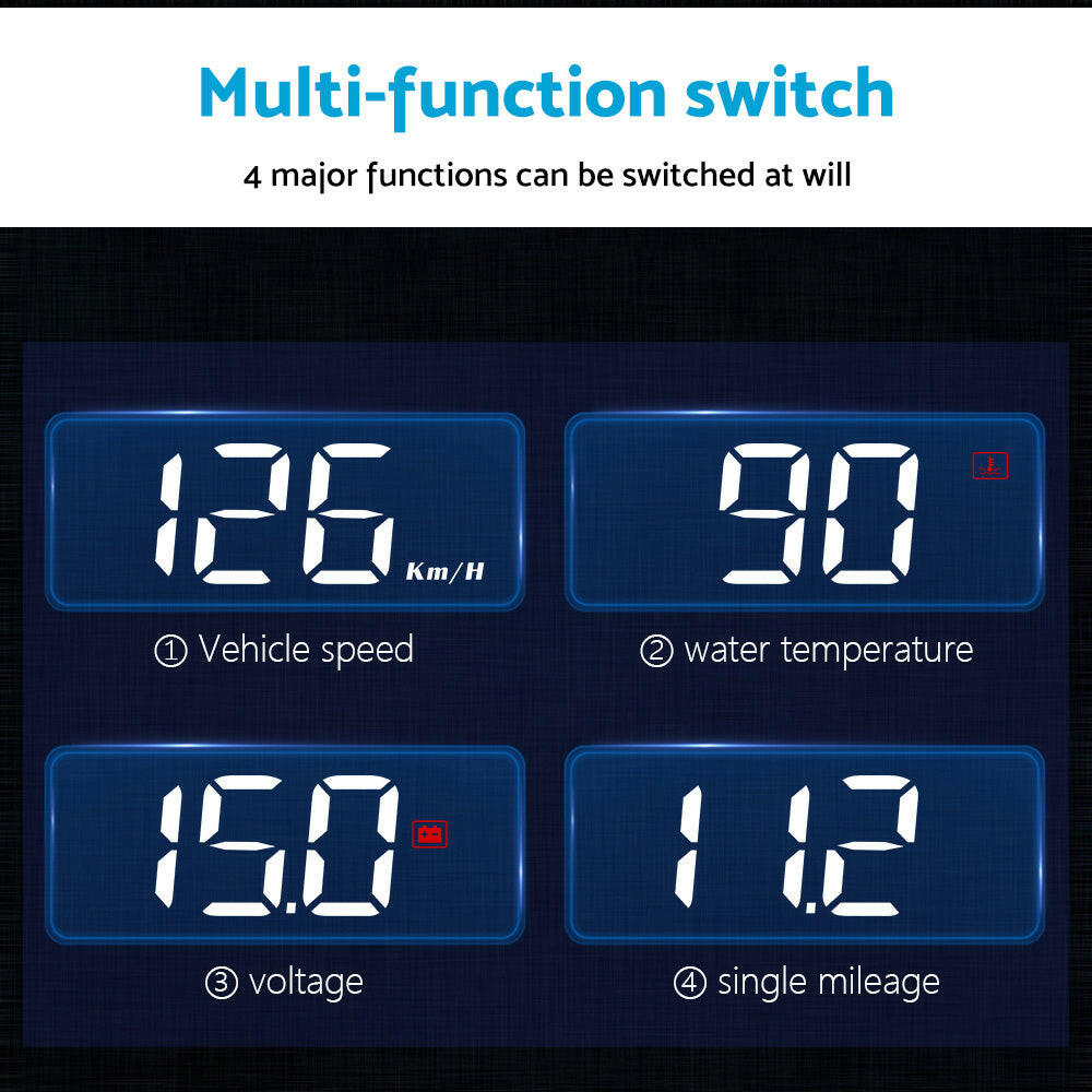 Universal Car Head Up Display GPS Speedometer Digital Speed Warning OBD2.