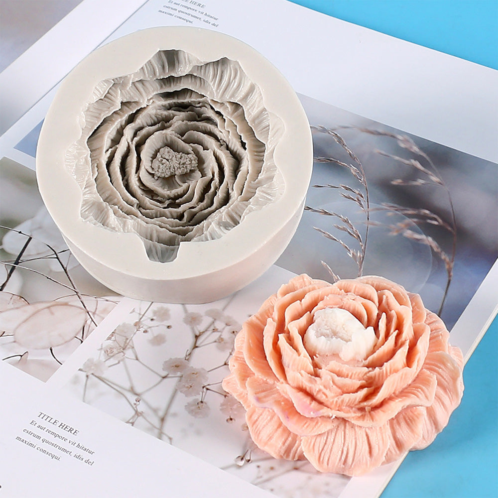 Silicone Peony Aromatherapy Soap Wax Candle MOLD Making Resin Mould DIY Craft.